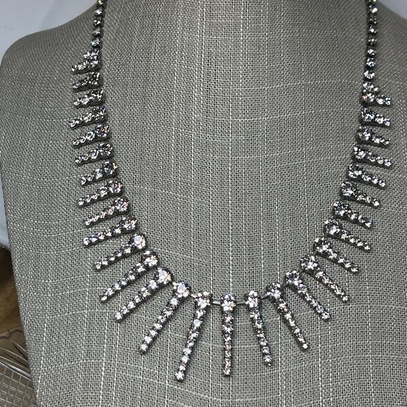 TOVA Rydell Necklace Antique Silver Statement Holiday Sparkle Runway Glam Drop - Picture 11 of 16